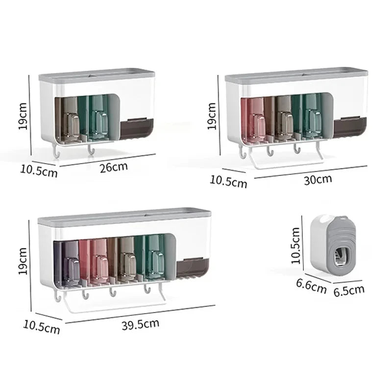 Suporte de parede para escova de dentes, com copo, rack de armazenamento multifuncional para escova de dentes, pasta de dente, toalha suspensa, organizadores de banheiro
