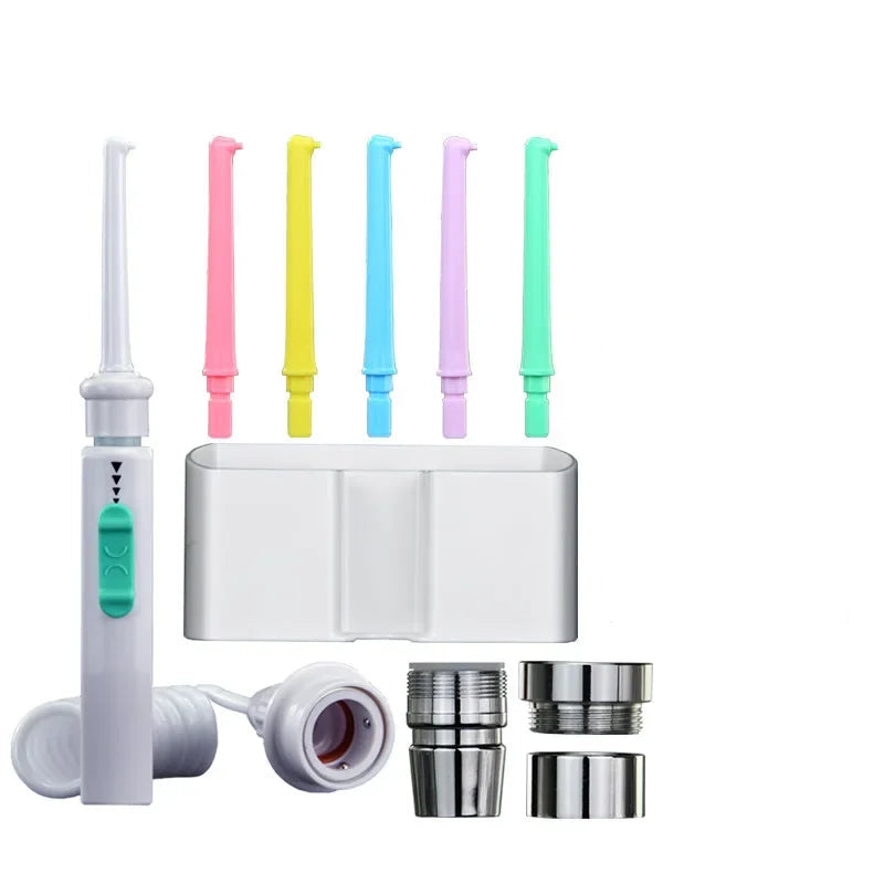 Nova torneira irrigador oral portátil limpador de dentes dental água flosser pressão ajustável jato água fio dental sem necessidade carga