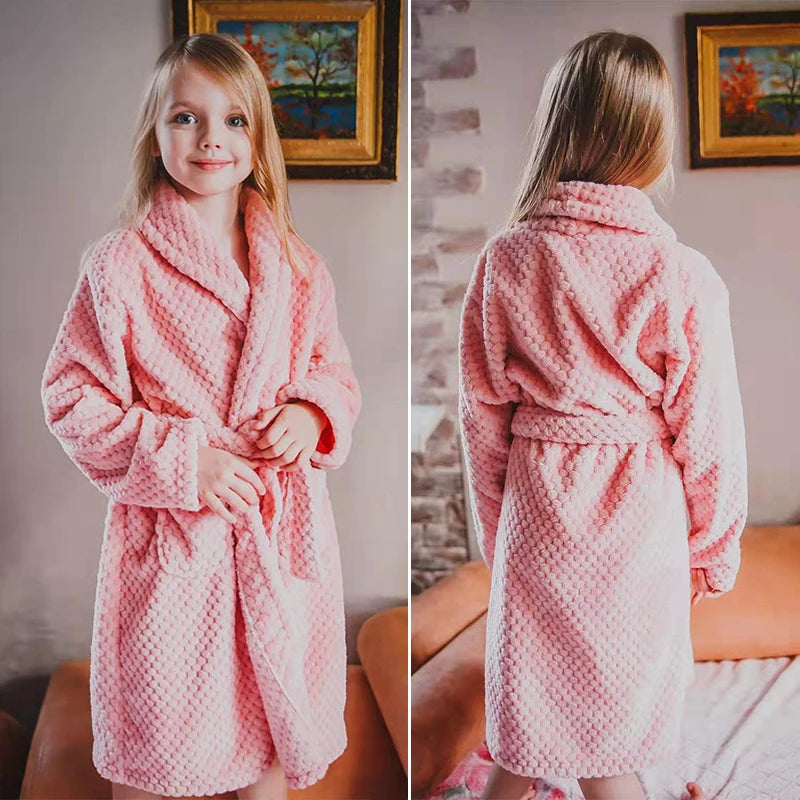 Crianças macias pijamas de flanela outono e inverno pijamas para menina quente crianças roupão menino pijamas família combinando homewear 4-16y