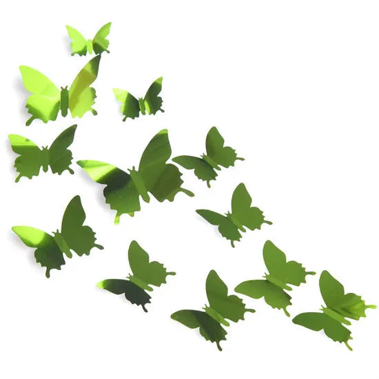 Adesivo de parede de espelho de borboleta 3d 12 drive arte de parede removível decoração de casamento quarto infantil adesivo de decoração