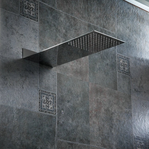 Becola bico de chuveiro de banheiro cromado e preto, pressão na parede, cabeça de chuveiro oculta, ultrafino, aço inoxidável