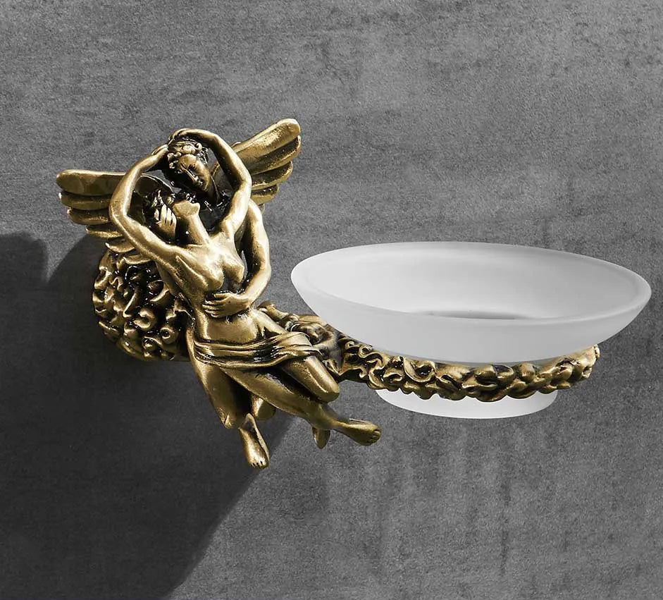 Conjunto de acessórios de hardware de chuveiro de banheiro romântico de montagem na parede, anel de toalha e gancho de robe, suporte de papel higiênico barra de toalha MB-0810B