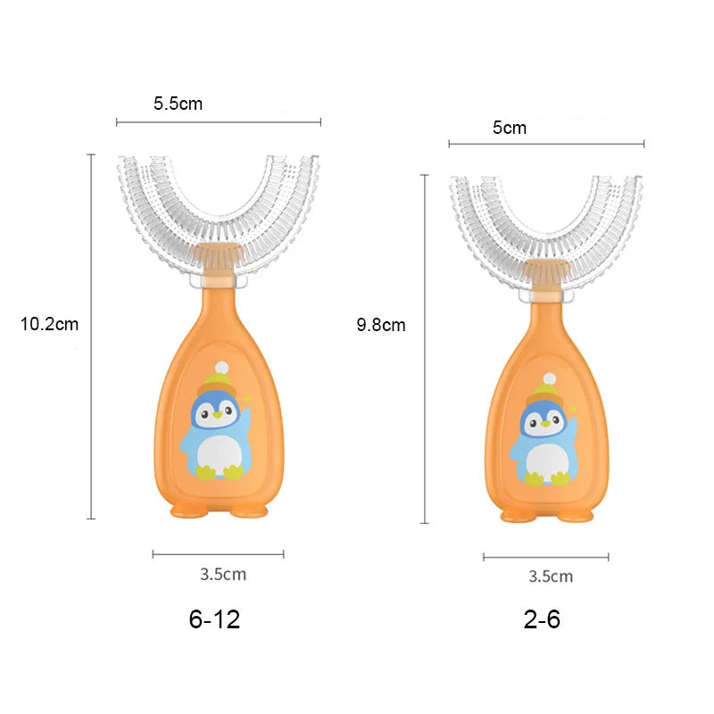 escova de dente infantil escova de dente 360 graus infantil Crianças de 360 graus infantil em forma de u escova de dentes de saúde do bebê mordedores de silicone macio escova de bebê crianças higiene oral limpeza