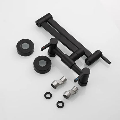 Pote de enchimento torneira de parede dobrável torneira da cozinha quente e fria único furo pia girar bico dobrável escovado ouro latão