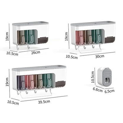 Suporte de parede para escova de dentes, com copo, rack de armazenamento multifuncional para escova de dentes, pasta de dente, toalha suspensa, organizadores de banheiro