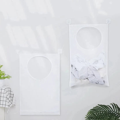 Saco de armazenamento de roupas sujas cesta quadro balde malha dobrável lavanderia banheiro parede pendurado organizador de roupas domésticas com gancho