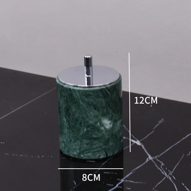 Kit de lavagem de banheiro verde mármore, mercadorias domésticas, produtos de banheiro, garrafa de shampoo, garrafa de sabão, pote de cotonete de algodão, bandeja