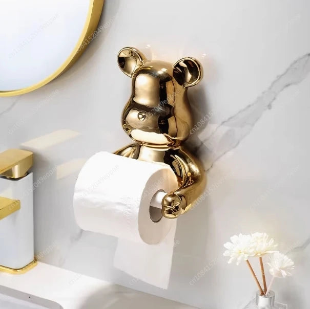 Luxo urso rolo de papel titular casa toalete rosto toalha toalete pendurado parede caixa armazenamento tecido à prova dwaterproof água