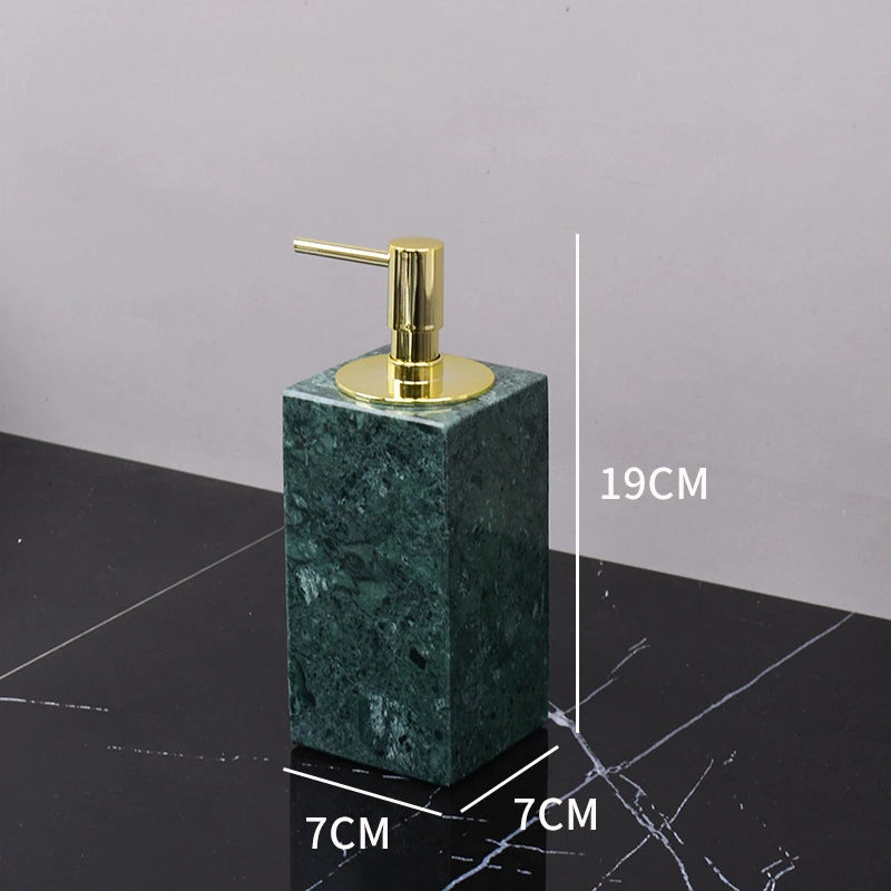 Kit de lavagem de banheiro verde mármore, mercadorias domésticas, produtos de banheiro, garrafa de shampoo, garrafa de sabão, pote de cotonete de algodão, bandeja