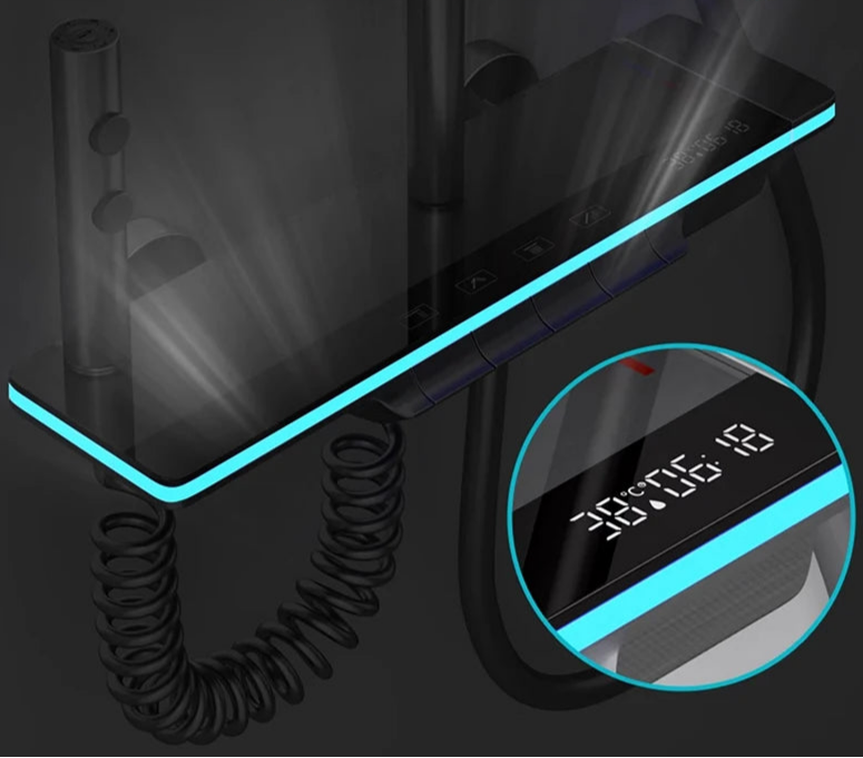 Conjunto de sistema de chuveiro inteligente para banheiro, banheira, chuvas, display digital, misturador de temperatura, conjuntos de torneira de chuveiro com lâmpada atmosférica