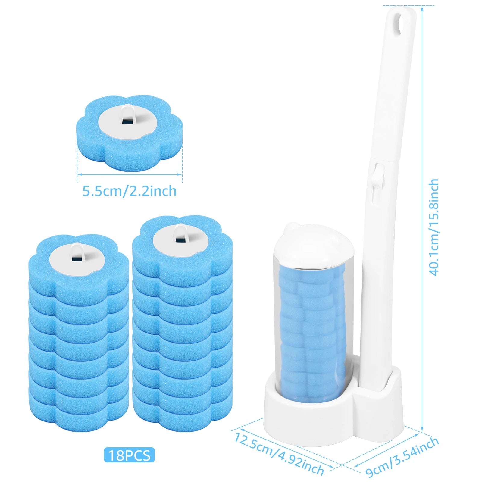 18/36 pçs escova de vaso sanitário descartável substituição cabeça kit limpeza vaso sanitário escova alça longa wc acessórios ferramenta