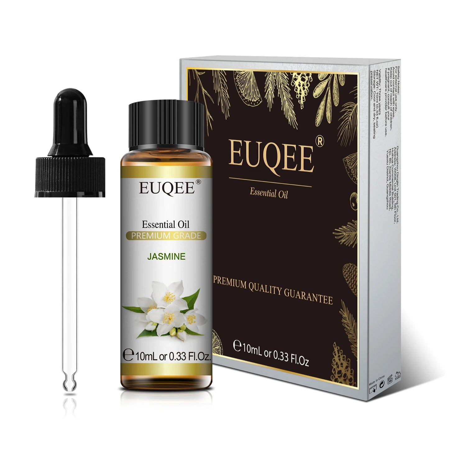 Euqee 10ml óleo essencial de planta natural com conta-gotas para difusor umidificador lavanda jasmim eucalipto baunilha óleos essenciais