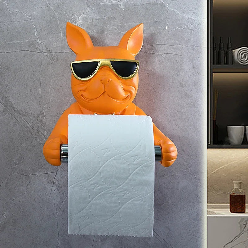 Suporte de papel criativo fixado na parede suporte de tecido banheiro cozinha rolo tubo dos desenhos animados cão sala estar decoração do banheiro
