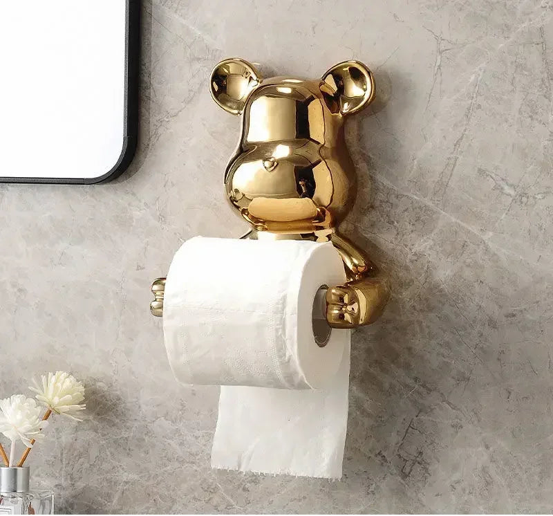 Luxo urso rolo de papel titular casa toalete rosto toalha toalete pendurado parede caixa armazenamento tecido à prova dwaterproof água