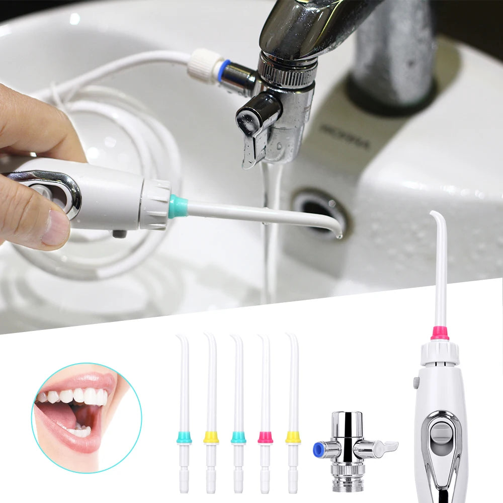 Torneira irrigador oral jato de água para limpeza palito dentes flosser dental irrigador implementos dental flosser limpador de dentes