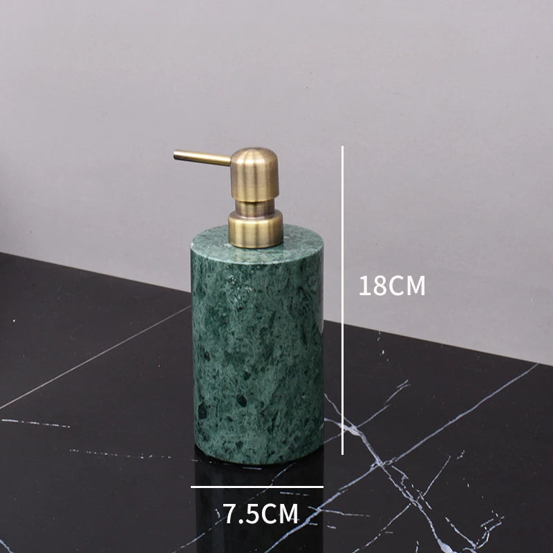 Kit de lavagem de banheiro verde mármore, mercadorias domésticas, produtos de banheiro, garrafa de shampoo, garrafa de sabão, pote de cotonete de algodão, bandeja