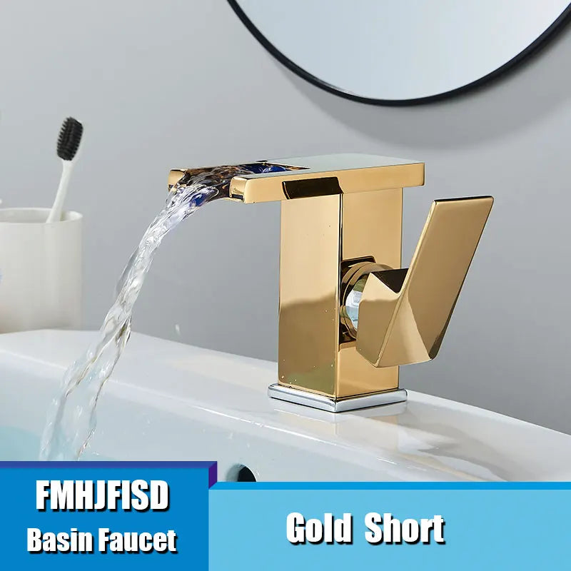 Fmhjfisd led torneira da bacia do banheiro cachoeira único punho único furo torneiras misturadoras do banheiro sensível à temperatura contemporânea