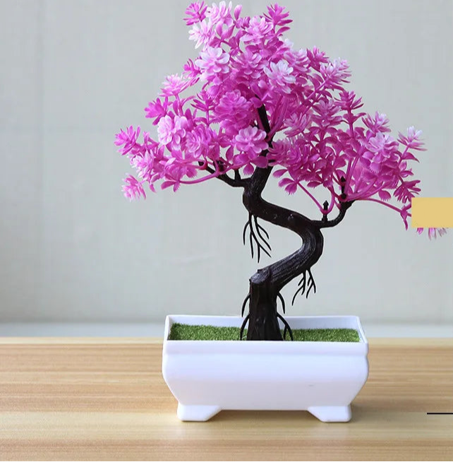 1pc plantas artificiais bonsai pequena árvore simulação plantas flores falsas mesa vaso ornamentos decoração para casa hotel jardim decoração