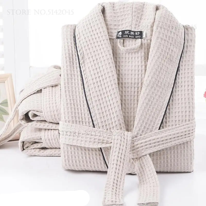 100% algodão casal robe waffle roupão quimono yukata casa roupas casuais feminino sleepwar nightwear primavera verão loungewear