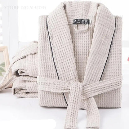 100% algodão casal robe waffle roupão quimono yukata casa roupas casuais feminino sleepwar nightwear primavera verão loungewear