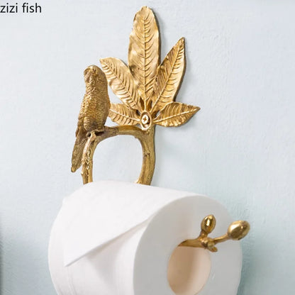 Suporte De Guardanapo De Metal Montado Na Parede, suportes De Papel Higiênico, cremalheira Do Armazenamento De Tecido De Toalha, folha De Cobre, pássaro