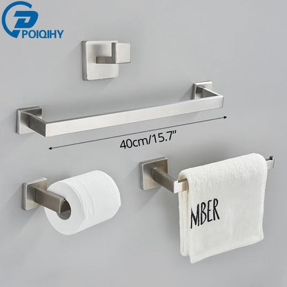 Conjunto de hardware de banheiro de níquel escovado, gancho para robe, toalheiro, prateleira, suporte de papel de tecido, acessórios de banheiro