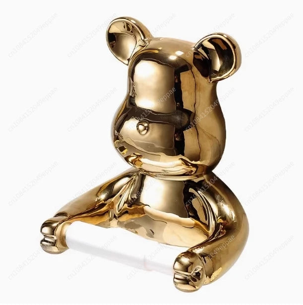 Luxo urso rolo de papel titular casa toalete rosto toalha toalete pendurado parede caixa armazenamento tecido à prova dwaterproof água