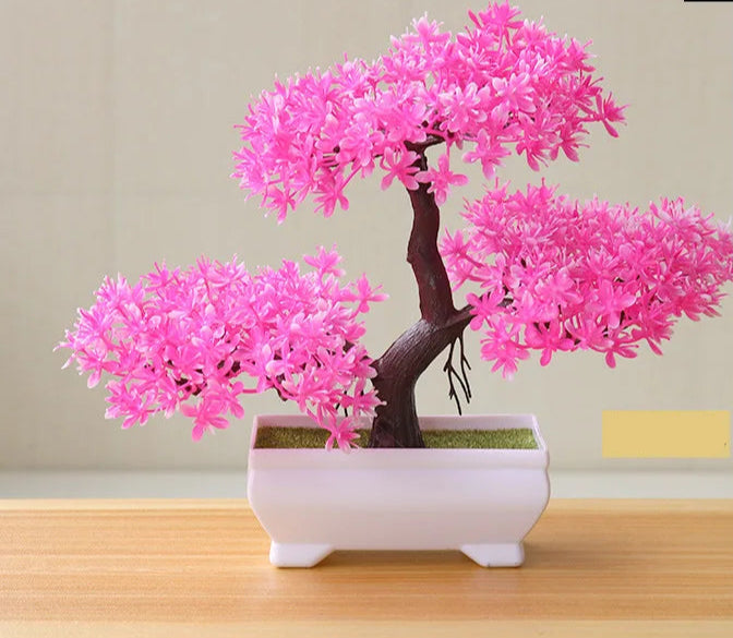 1pc plantas artificiais bonsai pequena árvore simulação plantas flores falsas mesa vaso ornamentos decoração para casa hotel jardim decoração
