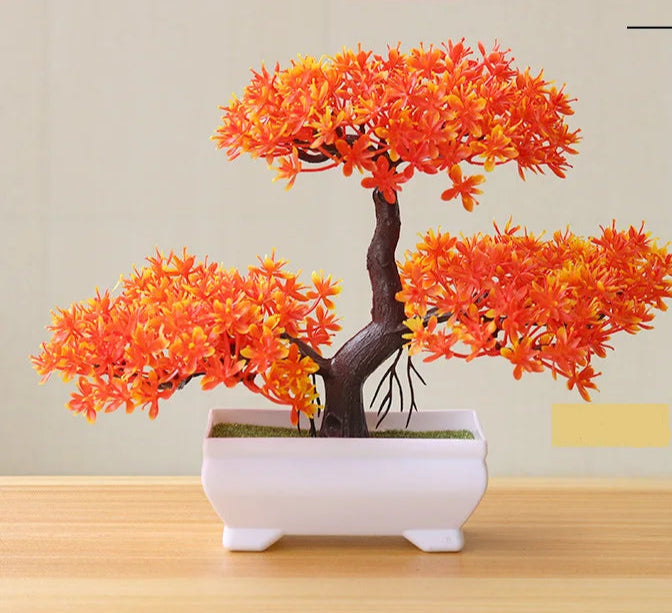 1pc plantas artificiais bonsai pequena árvore simulação plantas flores falsas mesa vaso ornamentos decoração para casa hotel jardim decoração