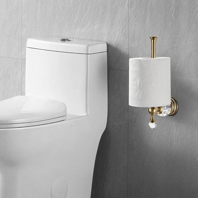 Suporte de rolo de papel dourado cristal, suporte de papel higiênico cromado, suporte de papel de tecido de banheiro de cristal prata cabide de rolo de parede