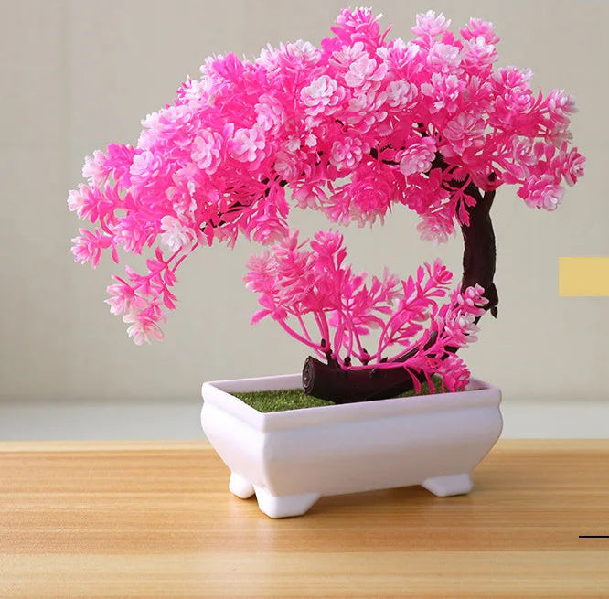 1pc plantas artificiais bonsai pequena árvore simulação plantas flores falsas mesa vaso ornamentos decoração para casa hotel jardim decoração