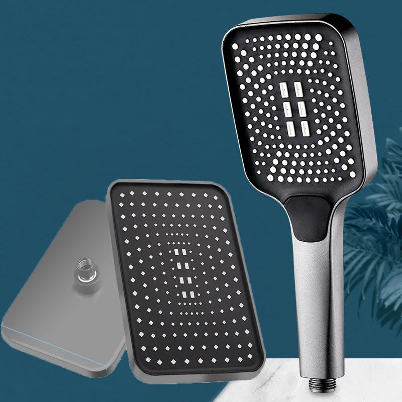 Combinação de chuveiro de 12 polegadas, painel grande, cabeça de chuveiro de chuva/combinação de chuveiro portátil, banheiro, conjunto de reforço de três modos