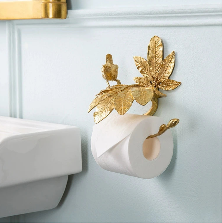 Suporte De Guardanapo De Metal Montado Na Parede, suportes De Papel Higiênico, cremalheira Do Armazenamento De Tecido De Toalha, folha De Cobre, pássaro