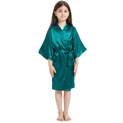 Roupões de banho de spa de seda de cetim branco para meninas crianças bebê 2 a 3 4 5 6 7 8 9 10 11 12 13 14 anos vermelho azul crianças robe sono