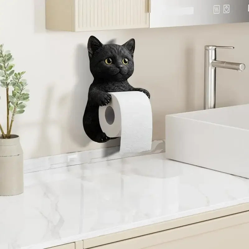 Gato suporte de papel higiênico gato rolo de papel higiênico fixado na parede rolo rack bonito dispensador para dormitório casa rv banheiro viagem cozinha