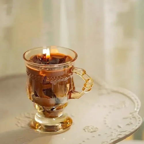 Vela Aromática de Café em Copo Elegante para Decoração