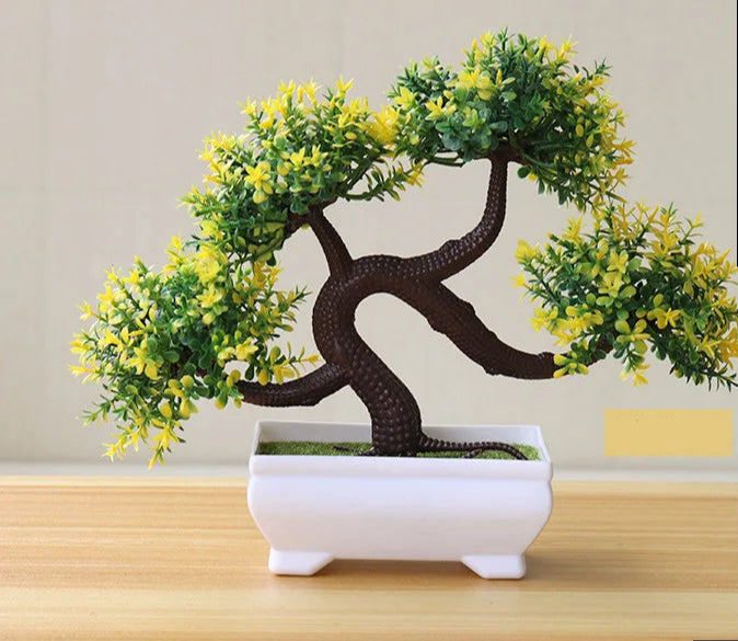 1pc plantas artificiais bonsai pequena árvore simulação plantas flores falsas mesa vaso ornamentos decoração para casa hotel jardim decoração