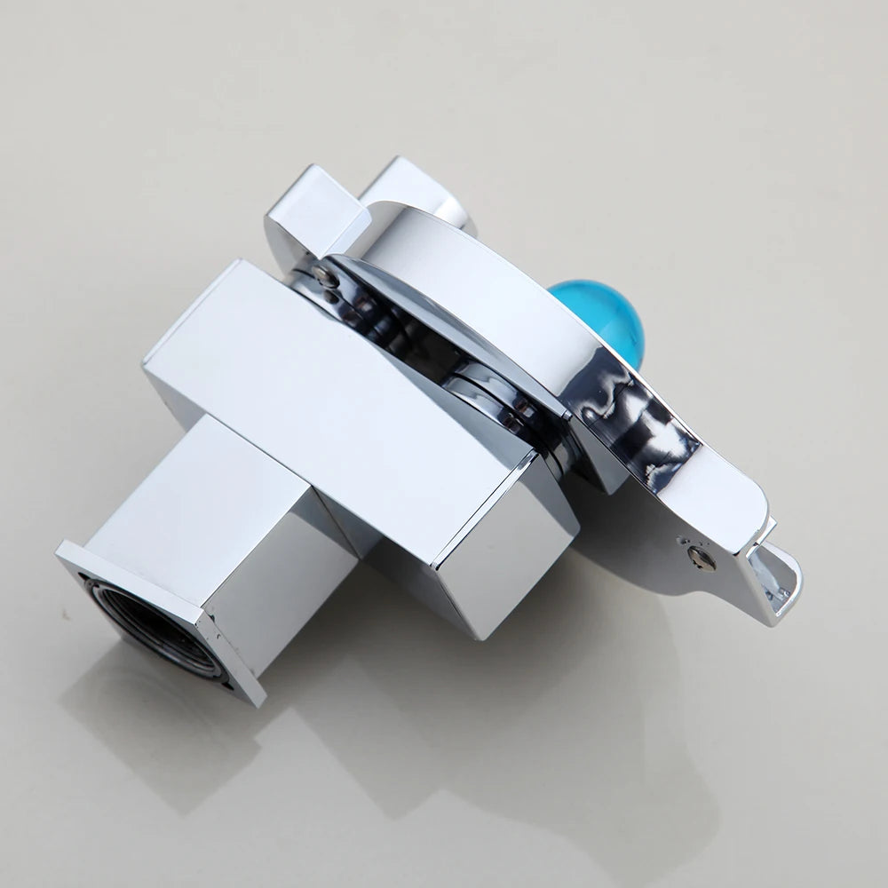 ZAPPO LED RGB Bacia Do Banheiro Torneira Da Pia Cachoeira Latão Banheiro Vaso Misturador Pia Torneira Acabamento Cromado Quente Torneiras De Água Fria