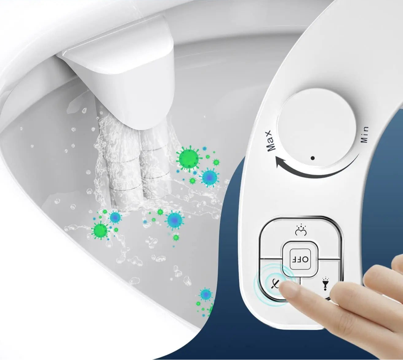 SAMODRA Bidé Esquerdo Não Elétrico-Bidé de Água Doce Auto-Limpeza Bocal Duplo (Lavagem Frontal e Traseira)