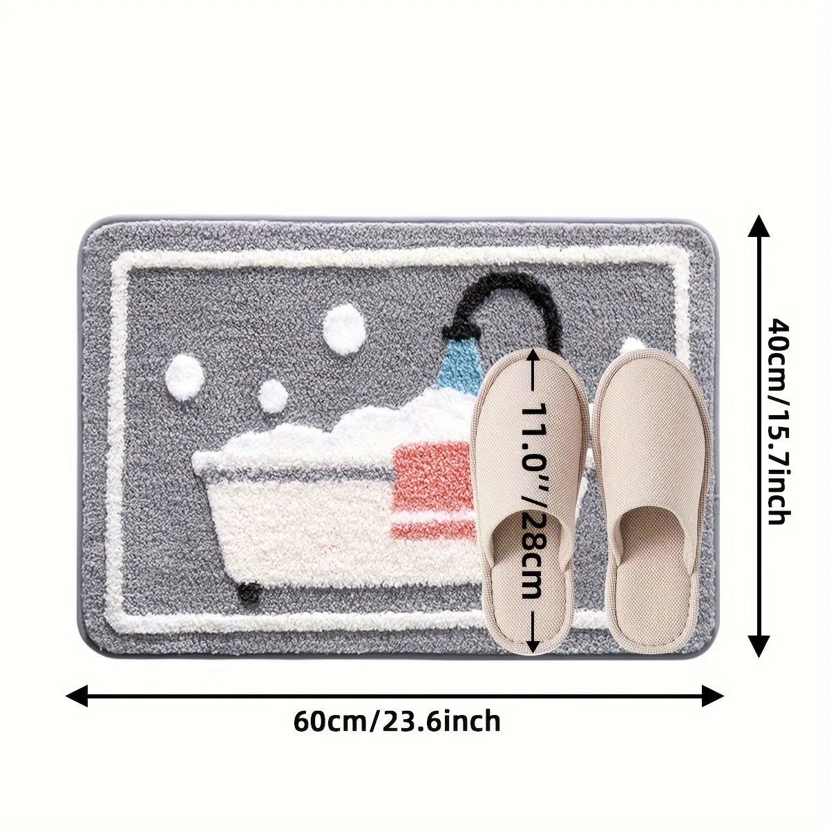 Tapete de Banho Antiderrapante de Malha com Flocagem Luxuosa