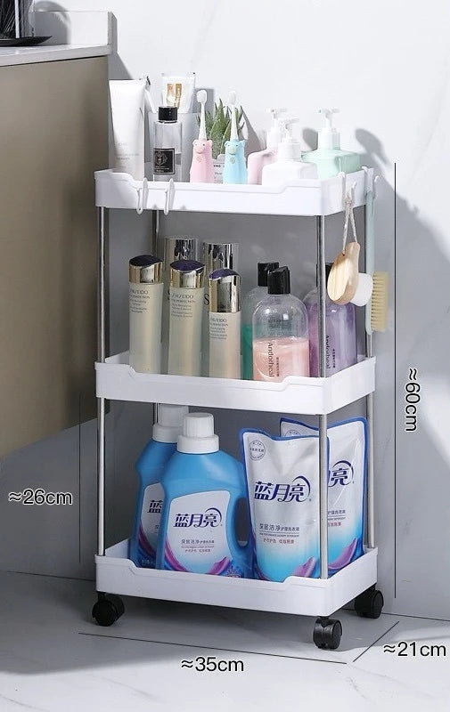 2025 Carrinho de armazenamento de banheiro com rodinhas de 3/4 camadas, organizador multiuso para banheiro, cozinha, escritório