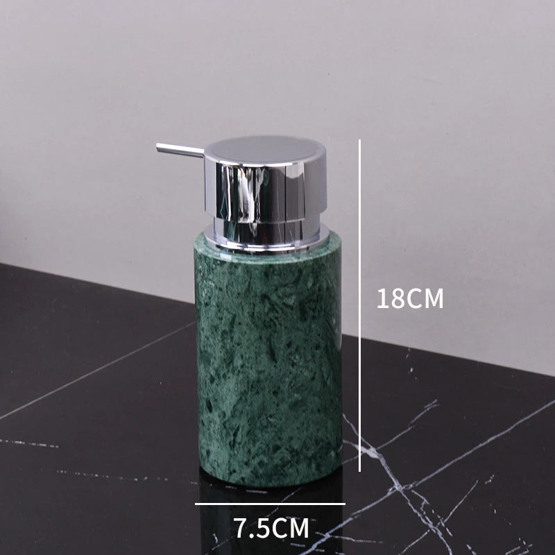 Kit de lavagem de banheiro verde mármore, mercadorias domésticas, produtos de banheiro, garrafa de shampoo, garrafa de sabão, pote de cotonete de algodão, bandeja