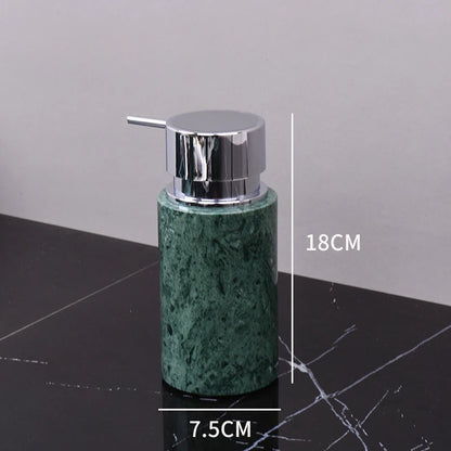 Kit de lavagem de banheiro verde mármore, mercadorias domésticas, produtos de banheiro, garrafa de shampoo, garrafa de sabão, pote de cotonete de algodão, bandeja