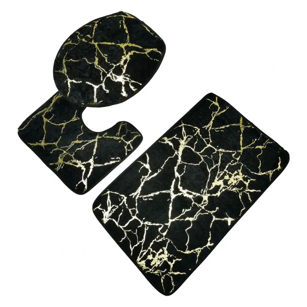 3 pçs/set tapete de toalete poliéster mármore tampa do toalete capa tapete do banheiro listra impressão anti deslizamento chuveiro tapetes acessórios para casa