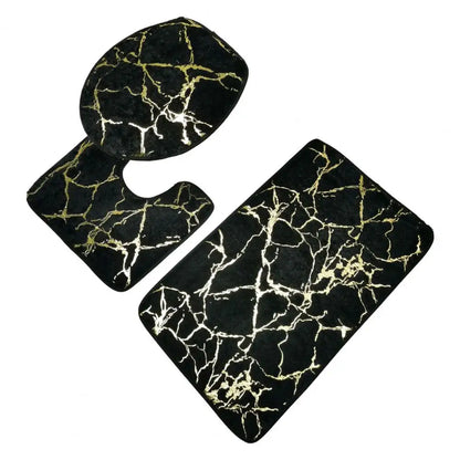 3 pçs/set tapete de toalete poliéster mármore tampa do toalete capa tapete do banheiro listra impressão anti deslizamento chuveiro tapetes acessórios para casa