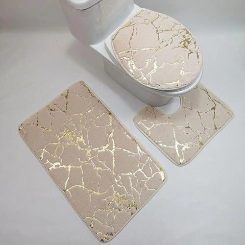 3 pçs/set tapete de toalete poliéster mármore tampa do toalete capa tapete do banheiro listra impressão anti deslizamento chuveiro tapetes acessórios para casa