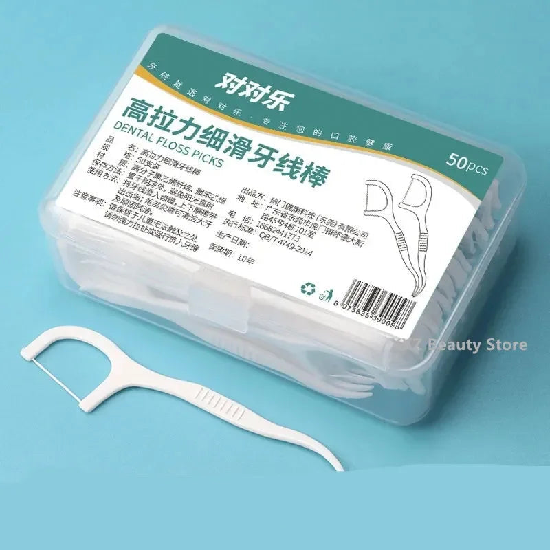 1/2/5/10 caixa portátil descartável fio dental palito de plástico de alta tensão fio dental vara caixa de fio dental ﻿ Cuidados bucais