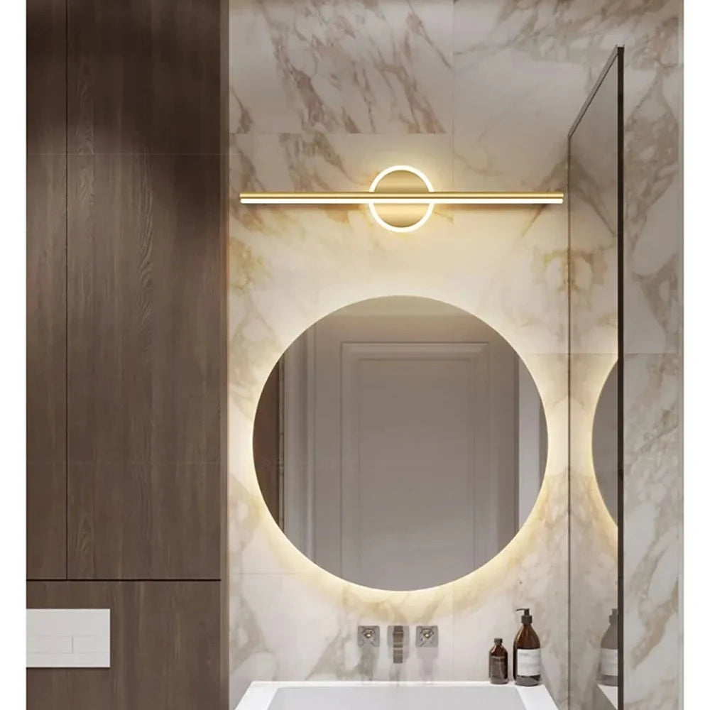 Moderna lâmpada de parede led espelho luz frontal 40/60cm simples ouro preto luminária interior quarto sala estar cozinha banheiro