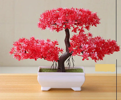 1pc plantas artificiais bonsai pequena árvore simulação plantas flores falsas mesa vaso ornamentos decoração para casa hotel jardim decoração