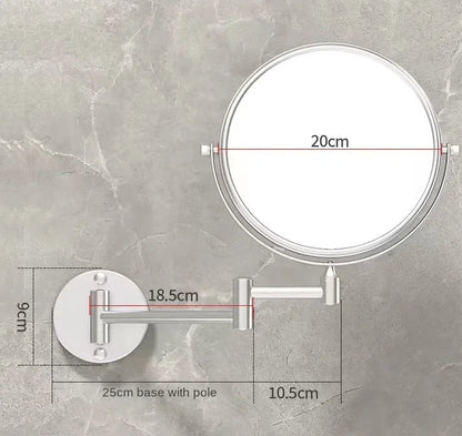 Espelho de vestir montado na parede 8 Polegada ampliação dois lados espelho espaço alumínio preto espelho de maquiagem cosméticos senhora presente